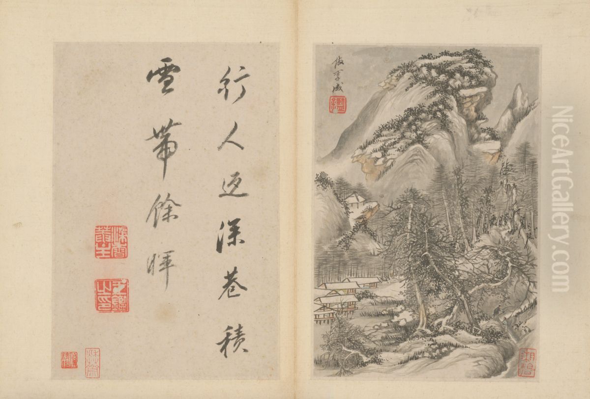 <<wang jian fang gu shu hua ce>> Oil Painting by Wang Jian