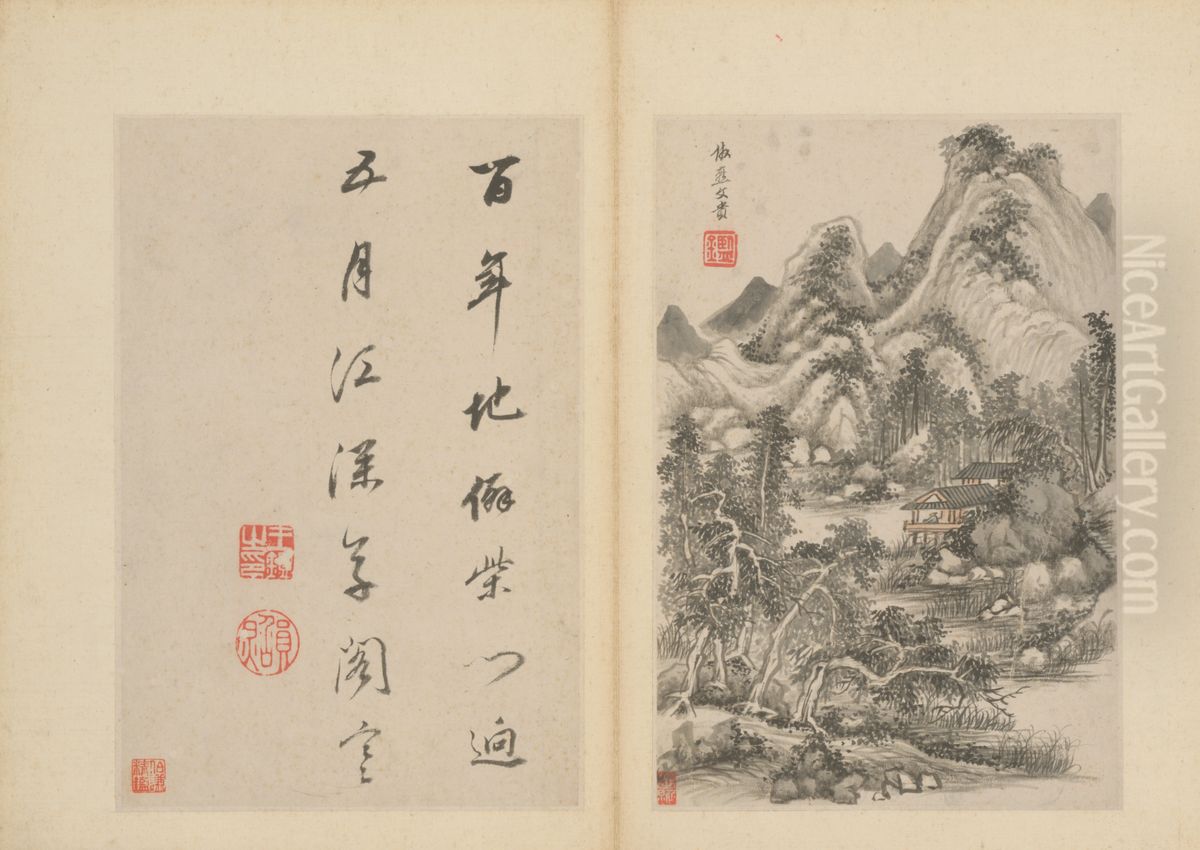 <<wang jian fang gu shu hua ce>> Oil Painting by Wang Jian