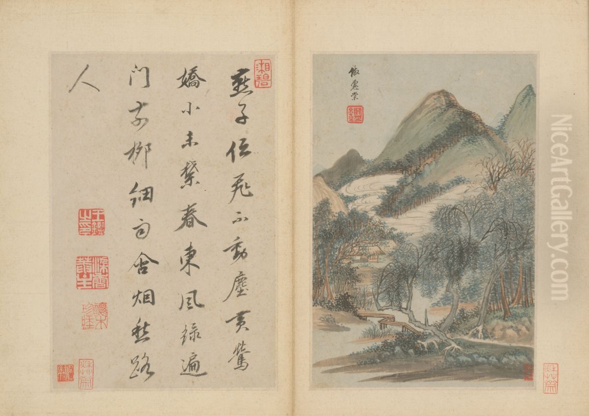 <<wang jian fang gu shu hua ce>> Oil Painting by Wang Jian