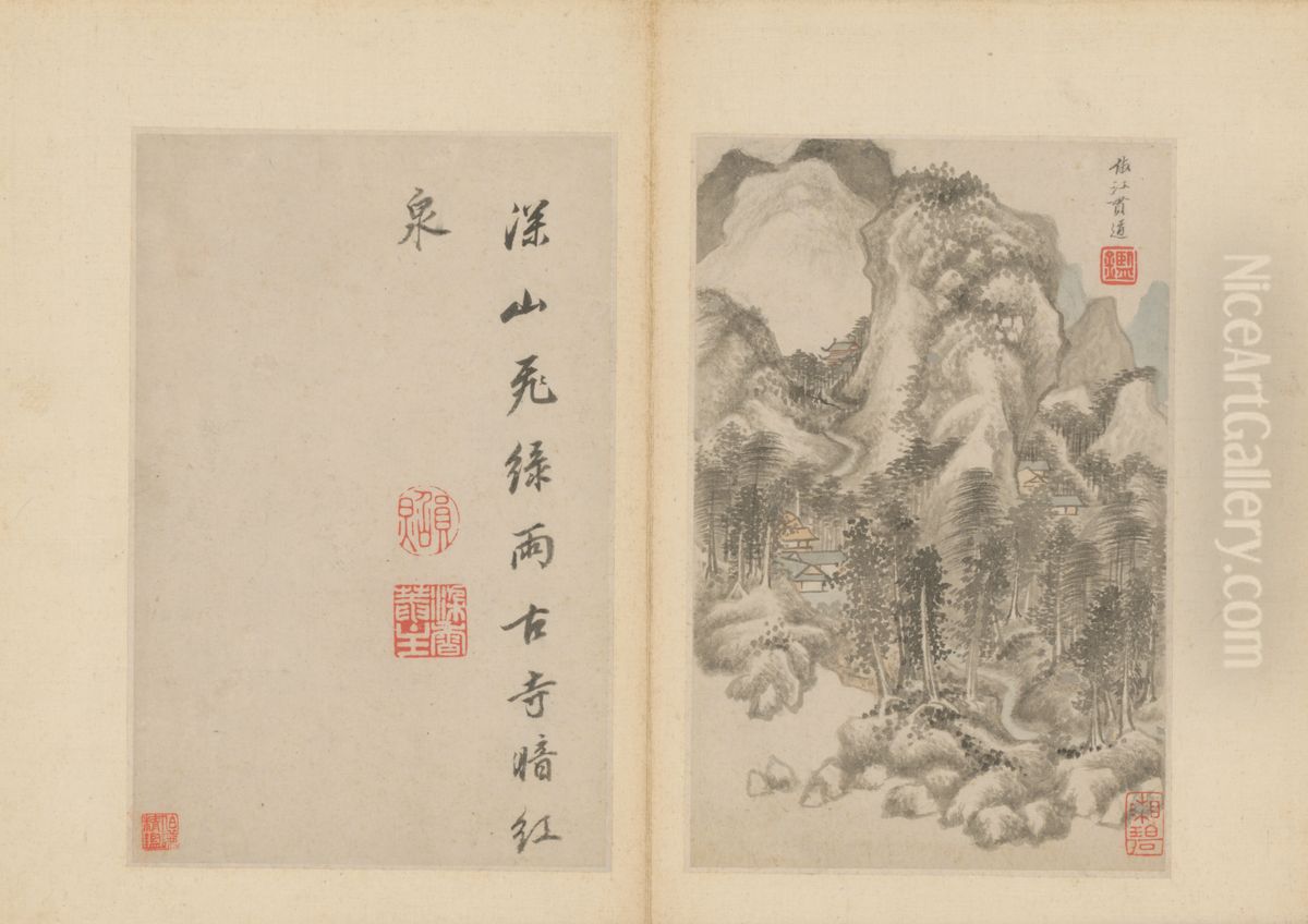 <<wang jian fang gu shu hua ce>> Oil Painting by Wang Jian