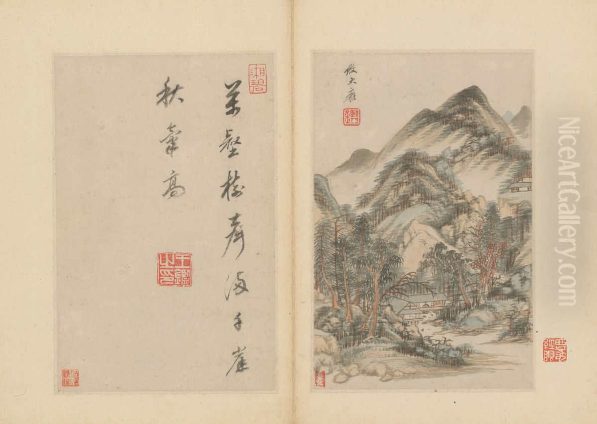 <<wang jian fang gu shu hua ce>> Oil Painting by Wang Jian