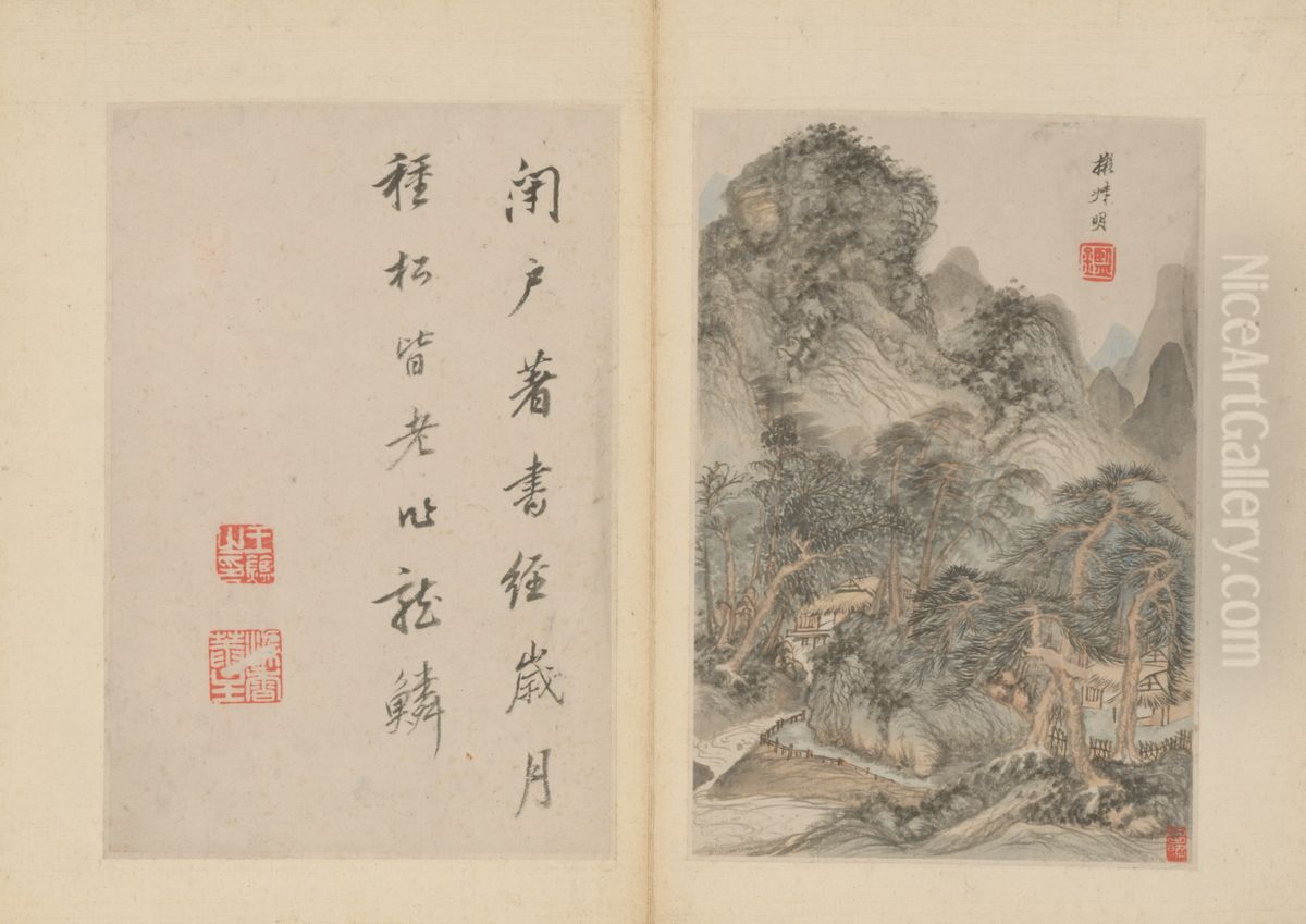 <<wang jian fang gu shu hua ce>> Oil Painting by Wang Jian