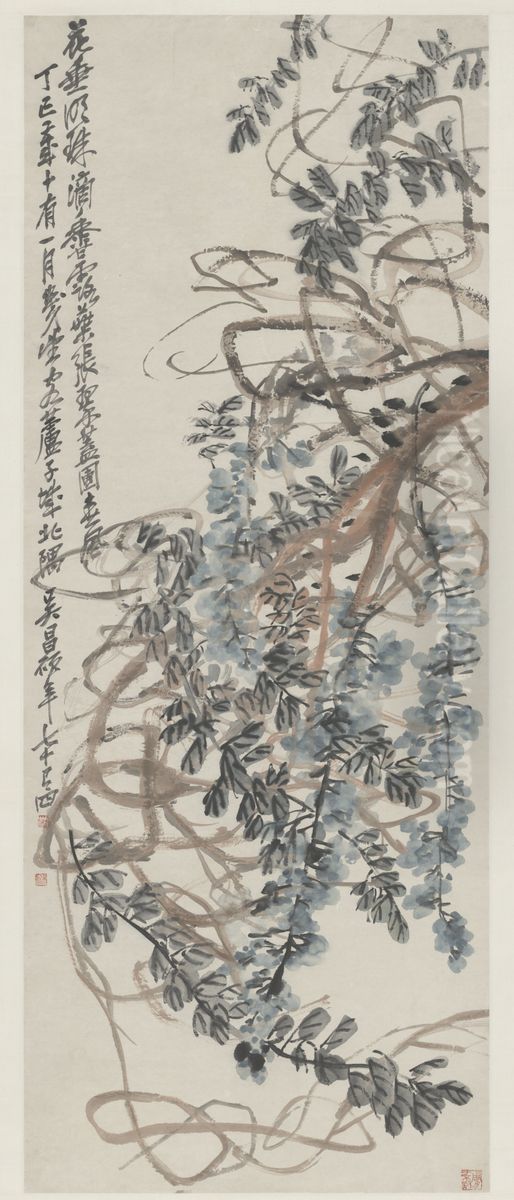 <<wu jun qing zi teng tu zhou>> Oil Painting by Wu Chang-shuo