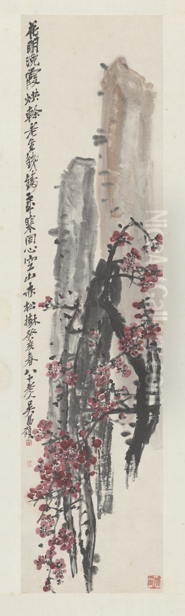 <<wu jun qing hong mei tu zhou>> Oil Painting by Wu Chang-shuo