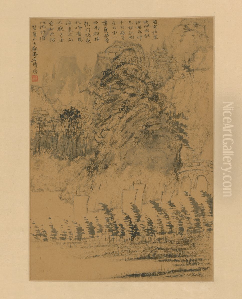 <<shi tao shan shui tu ce>> Oil Painting by Shitao Daoji