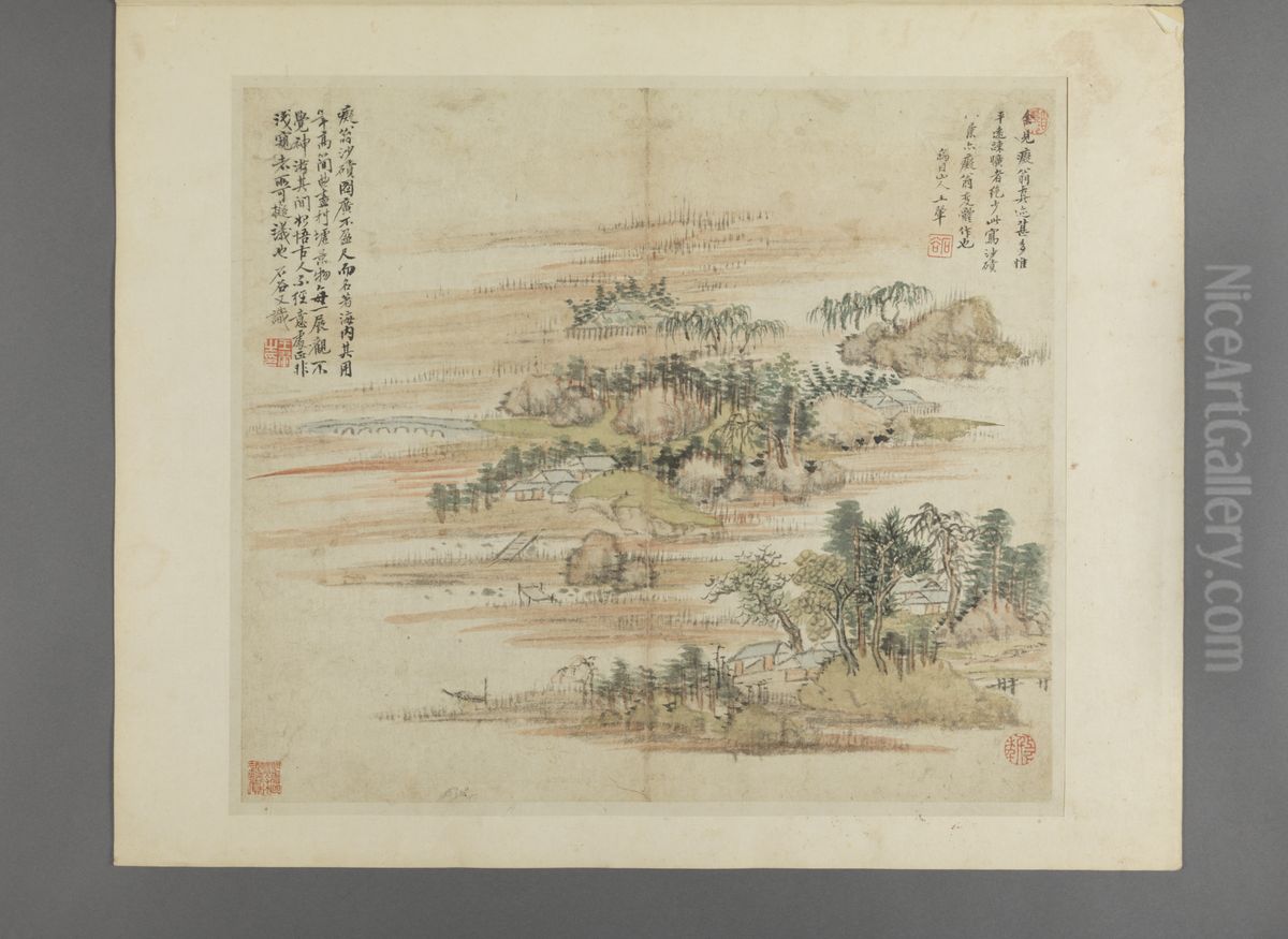 <<wang hui fang gu shan shui ce>> Oil Painting by Wang Hui