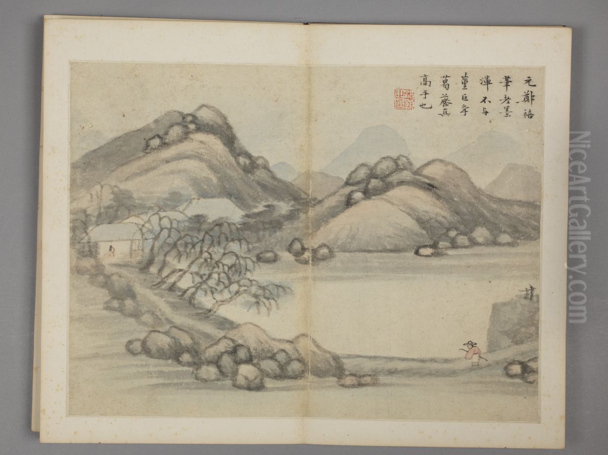 <<chen hao fang gu shan shui ce>> Oil Painting by Shen Hao