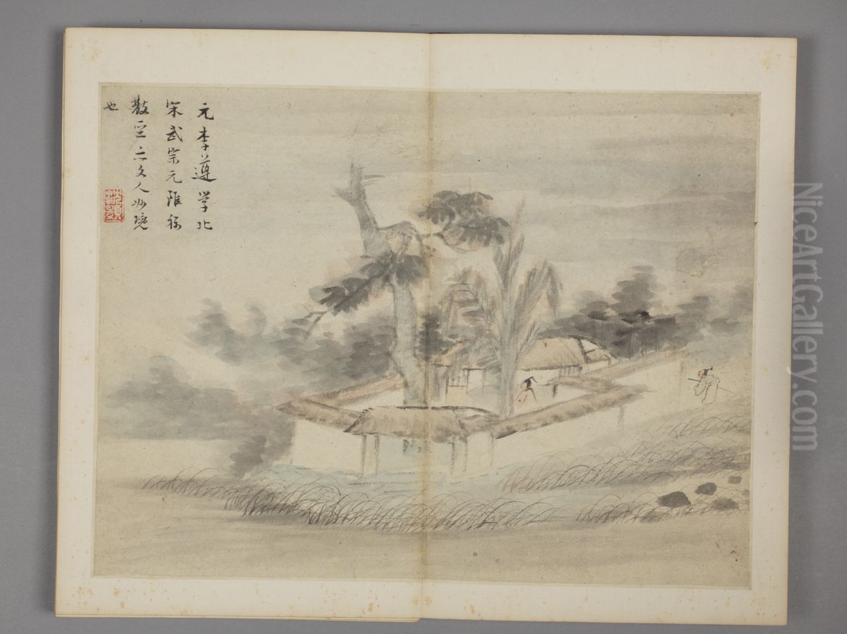 <<chen hao fang gu shan shui ce>> Oil Painting by Shen Hao