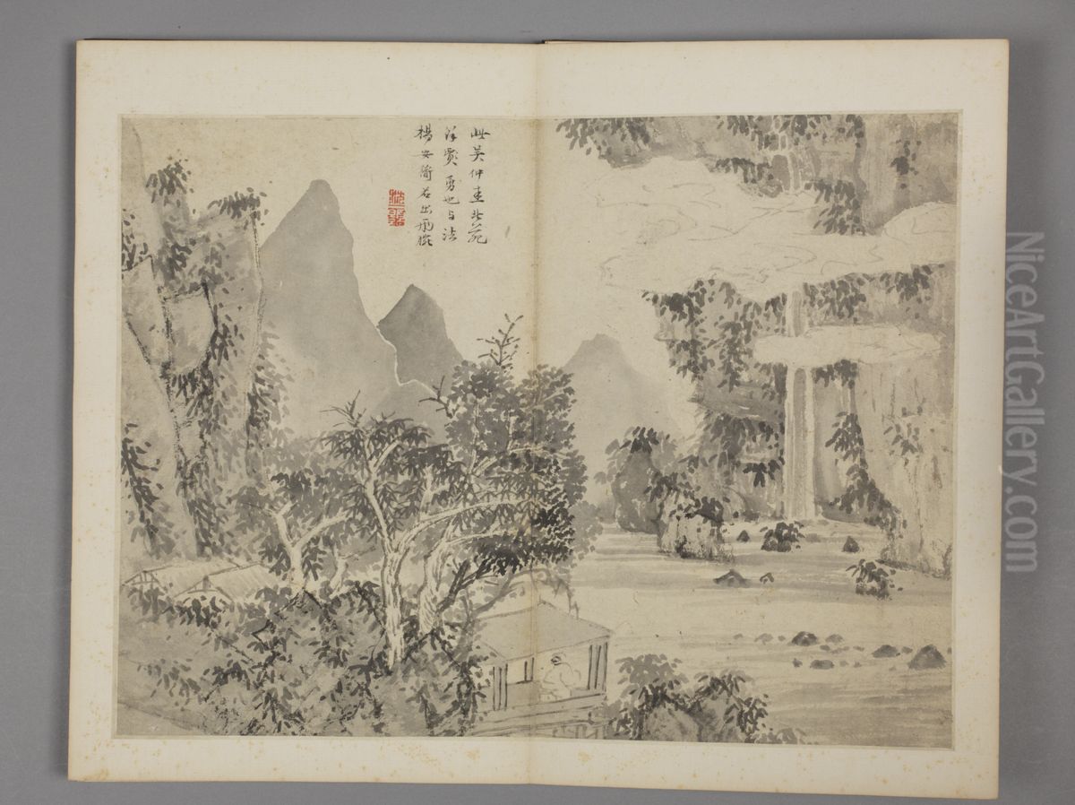 <<chen hao fang gu shan shui ce>> Oil Painting by Shen Hao