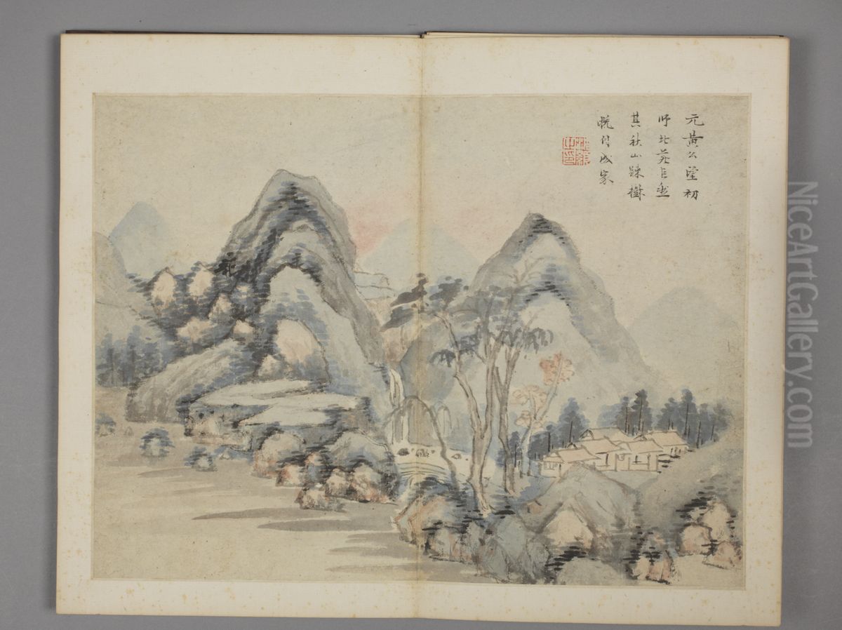 <<chen hao fang gu shan shui ce>> Oil Painting by Shen Hao