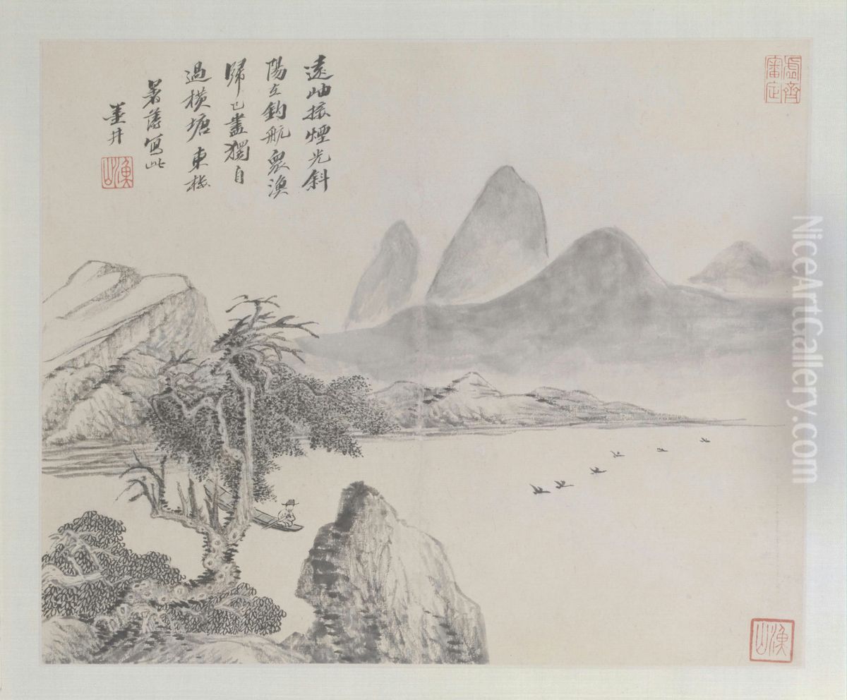 <<wu li shan shui tu ce>> Oil Painting by Wu Li