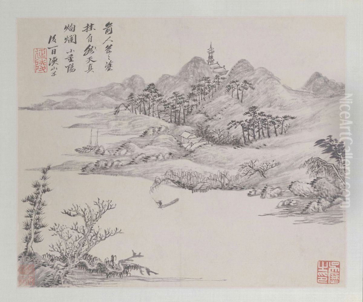 <<wu li shan shui tu ce>> Oil Painting by Wu Li