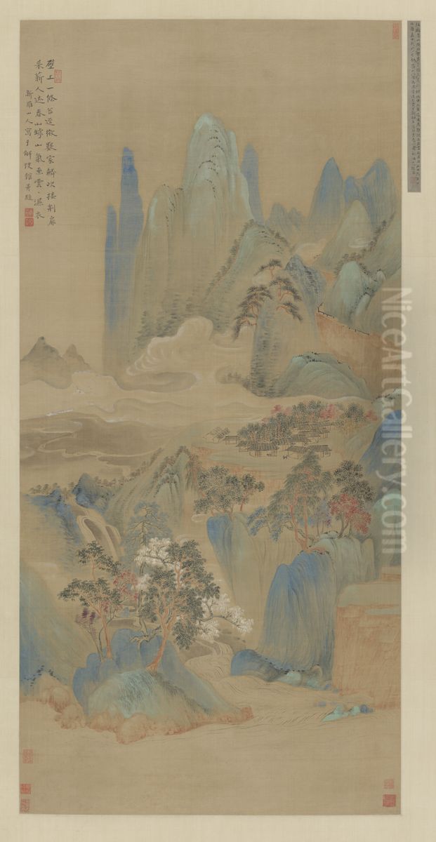 <<hua nie shan shui tu zhou>> Oil Painting by Hua Yan