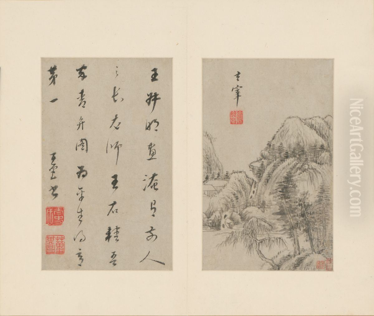 <<dong qi chang shan shui ce>> Oil Painting by Dong Qichang