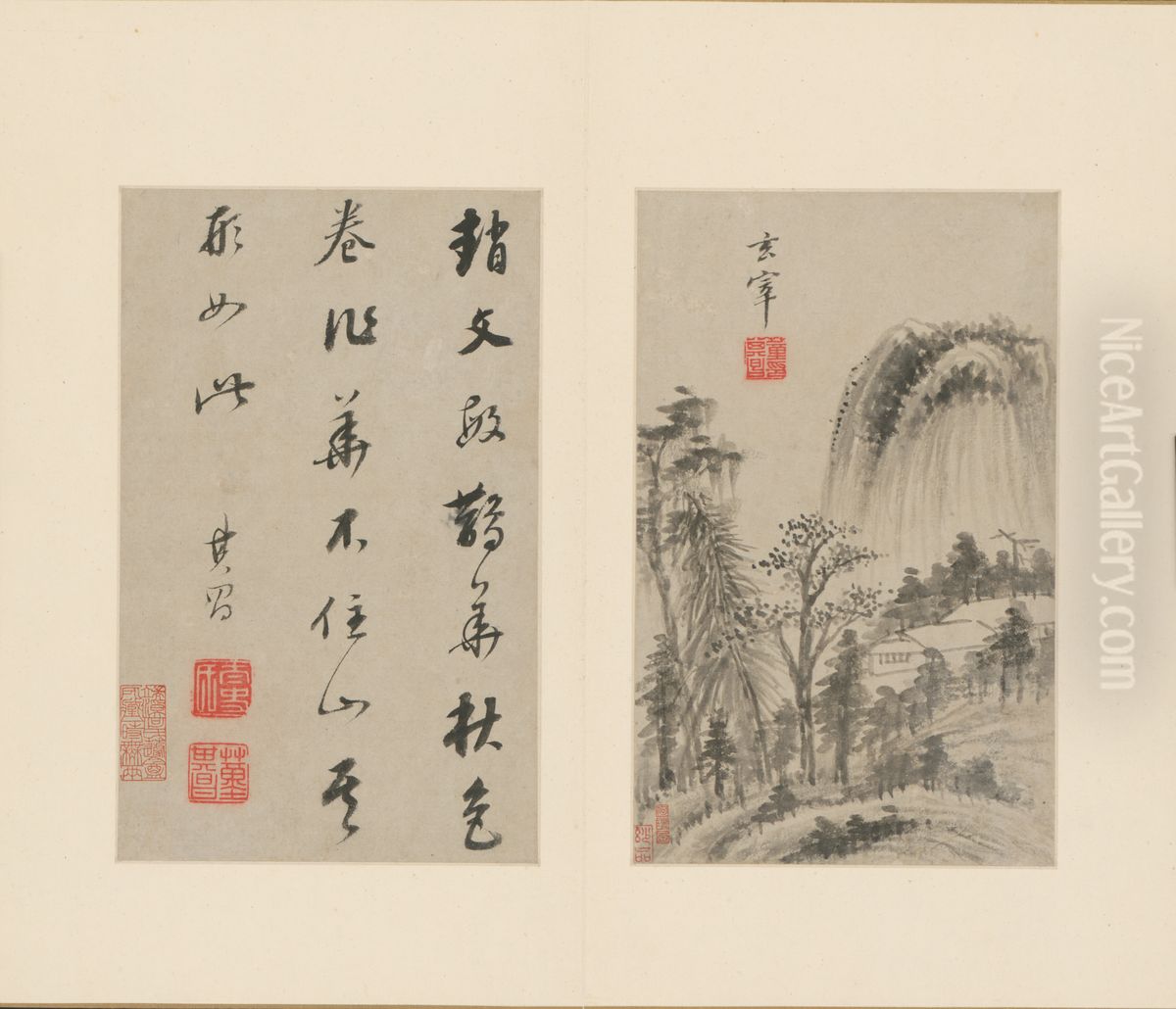 <<dong qi chang shan shui ce>> Oil Painting by Dong Qichang