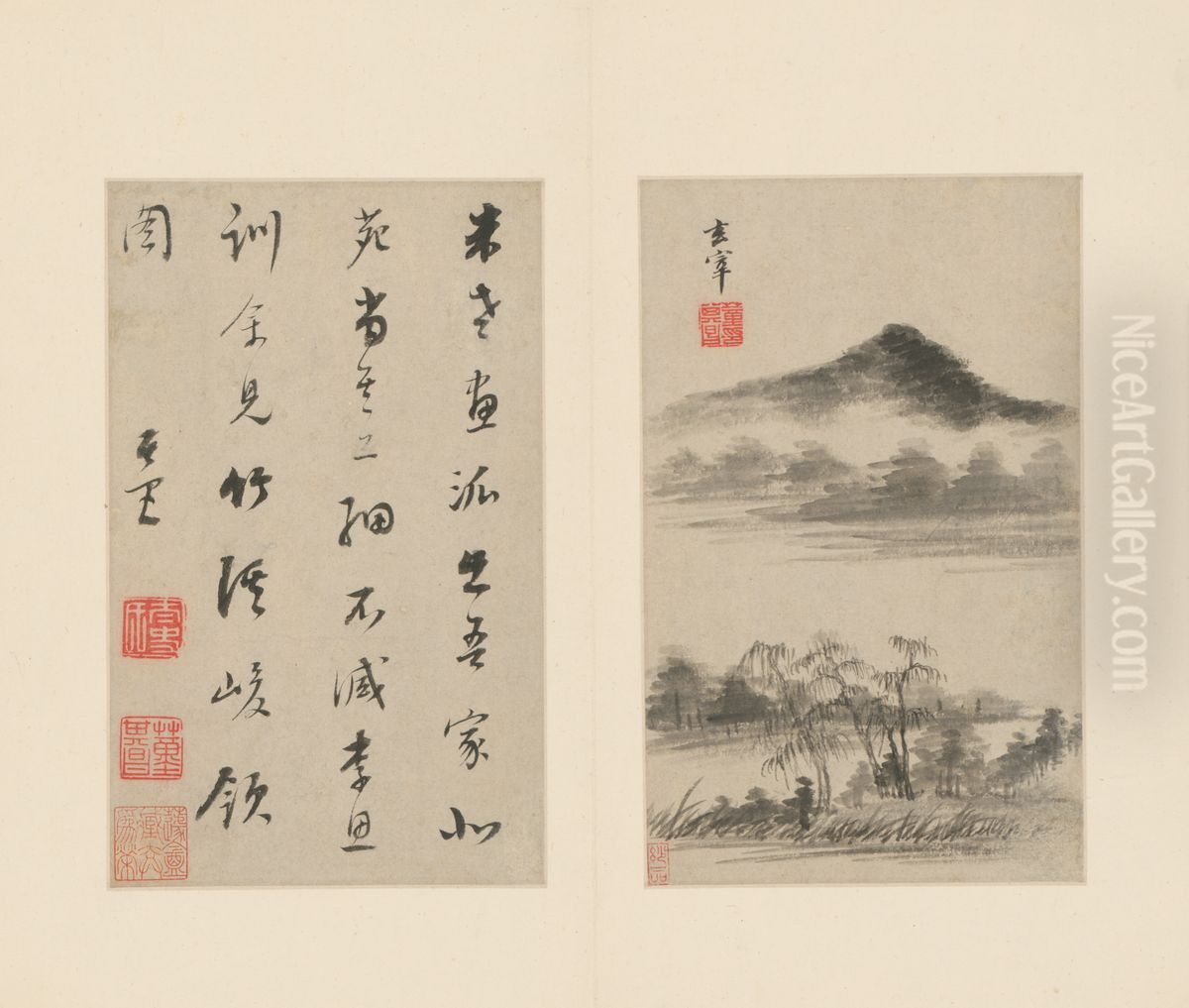 <<dong qi chang shan shui ce>> Oil Painting by Dong Qichang