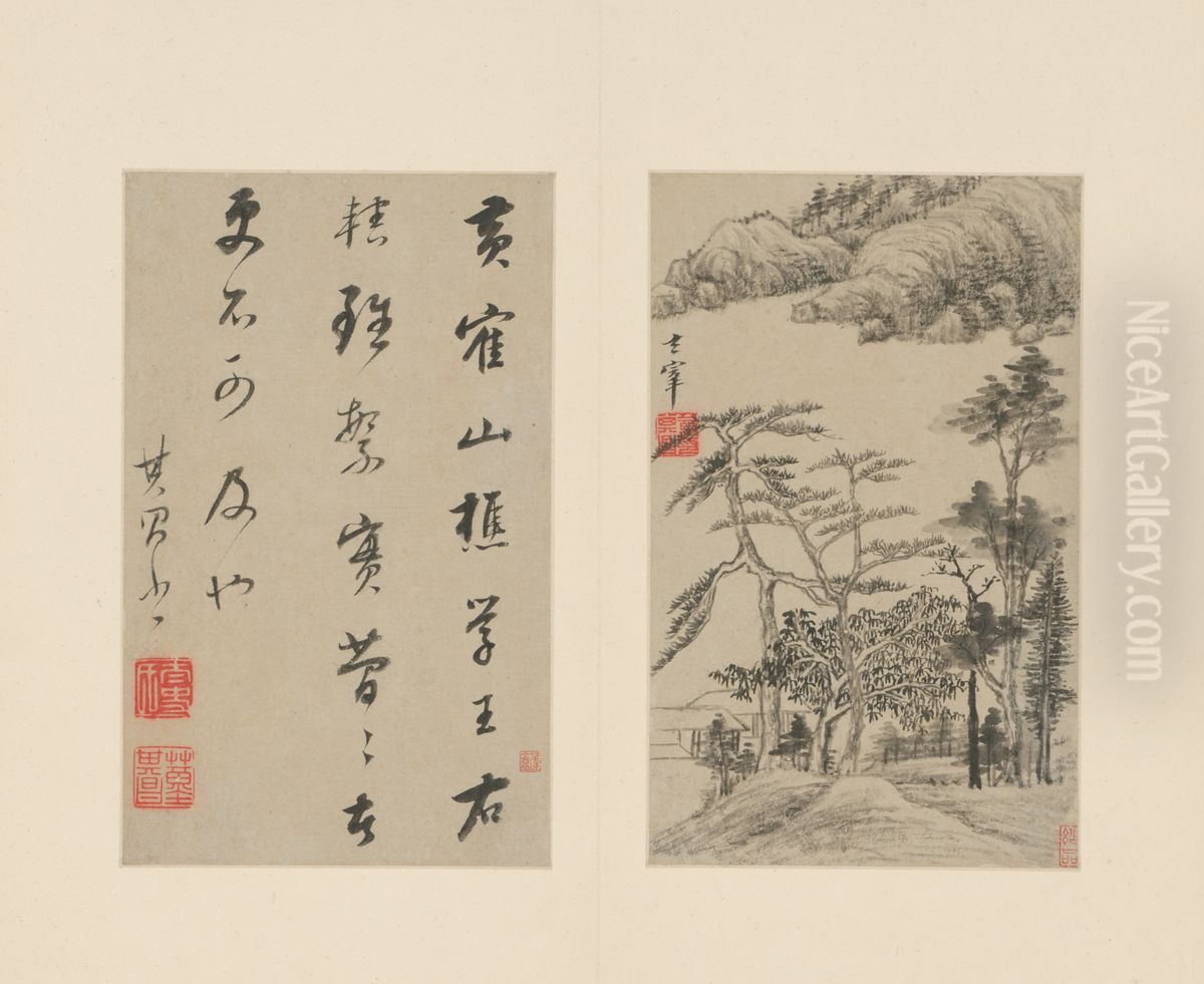 <<dong qi chang shan shui ce>> Oil Painting by Dong Qichang