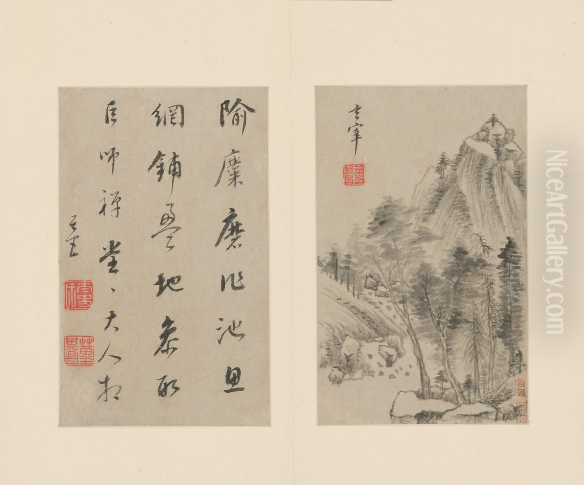 <<dong qi chang shan shui ce>> Oil Painting by Dong Qichang