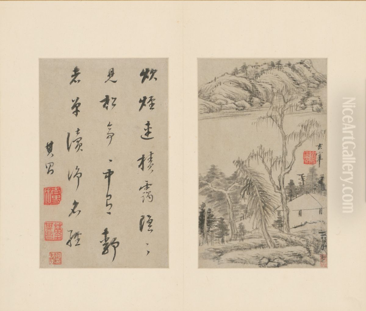 <<dong qi chang shan shui ce>> Oil Painting by Dong Qichang