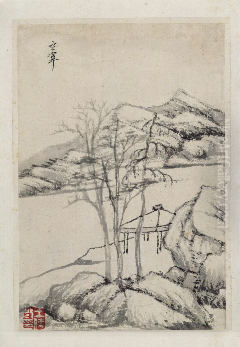 <<dong qi chang shan shui ce>> Oil Painting by Dong Qichang