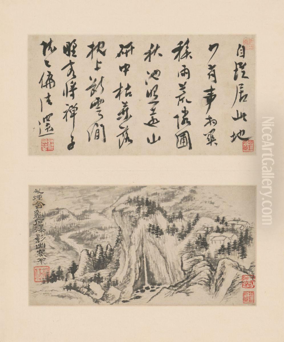 <<yuan ji shan shui tu ce>> Oil Painting by Shitao Daoji