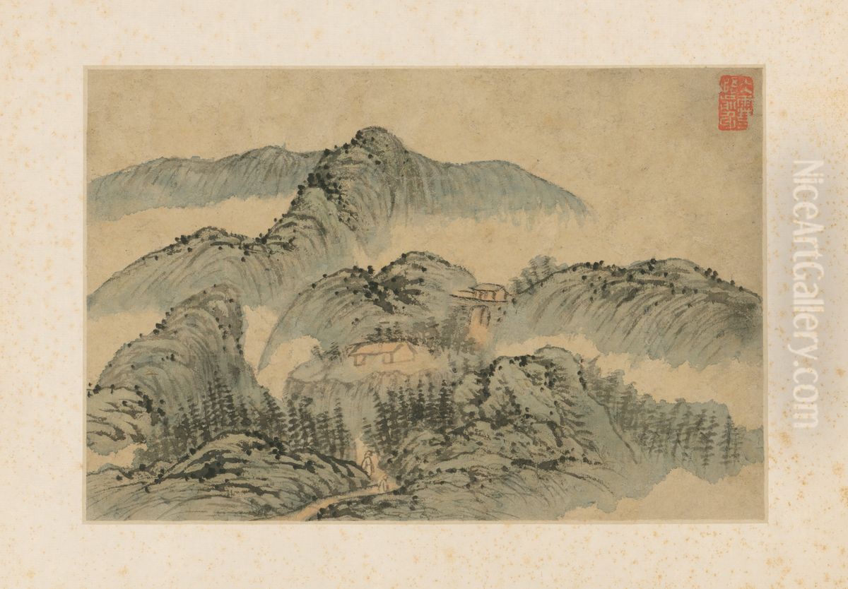 <<yuan ji shan shui tu ye>> Oil Painting by Shitao Daoji