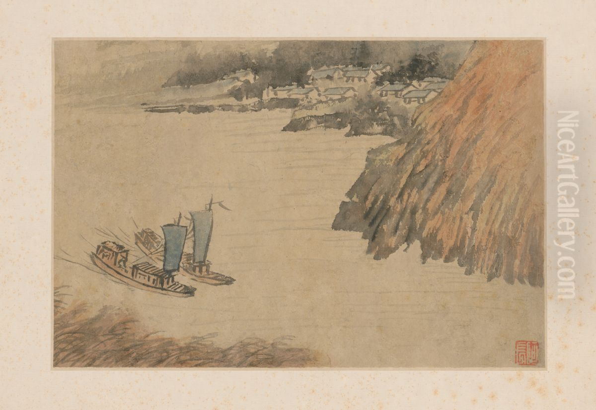 <<yuan ji shan shui tu ye>> Oil Painting by Shitao Daoji