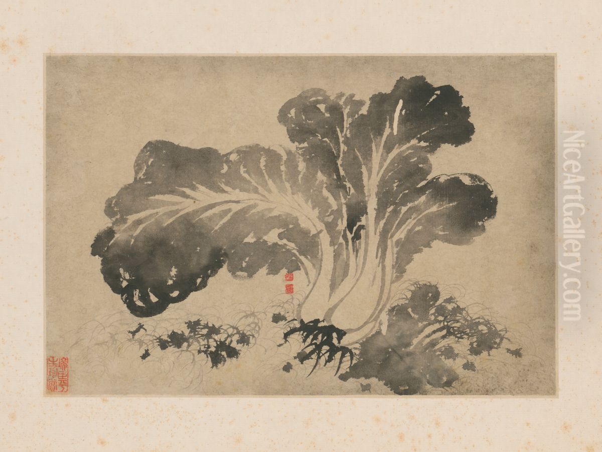 <<yuan ji mo bai cai tu ye>> Oil Painting by Shitao Daoji