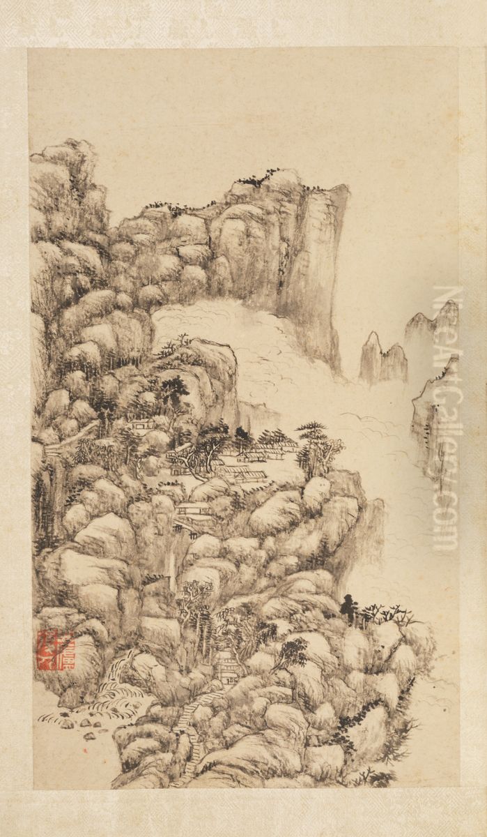 <<wang yuan qi shan shui ce>> Oil Painting by Wang Yuanqi