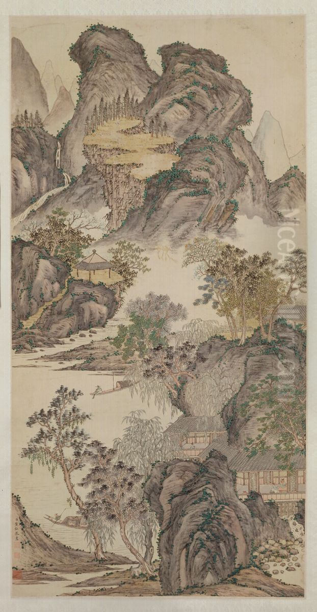 <<huang yue shan xi fang zhao tu zhou>> Oil Painting by Yue Huang