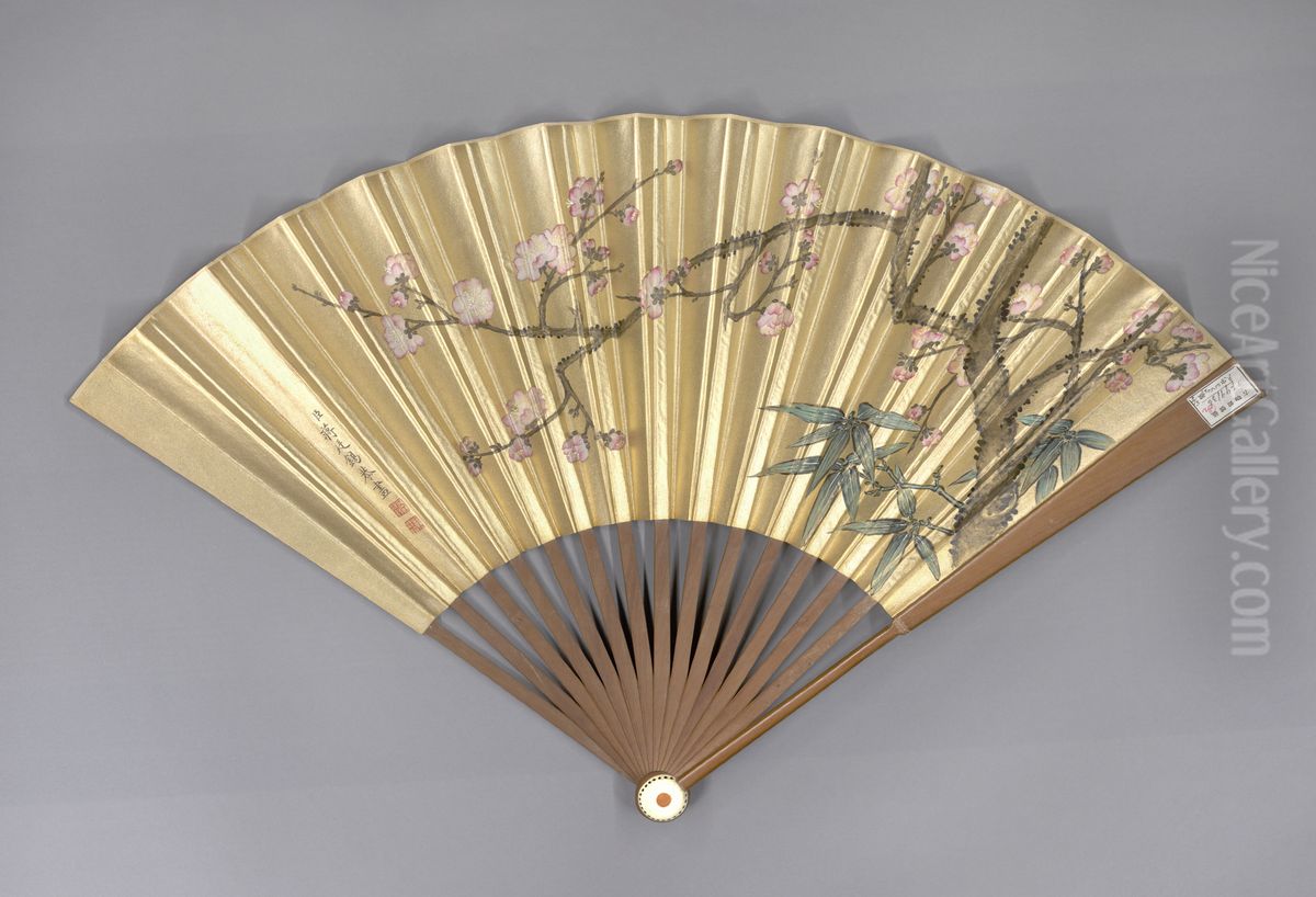 <<jiang ting xi hua mei zhu xuan ye lin mi fei shu cheng shan>> Oil Painting by Jiang Tingxi