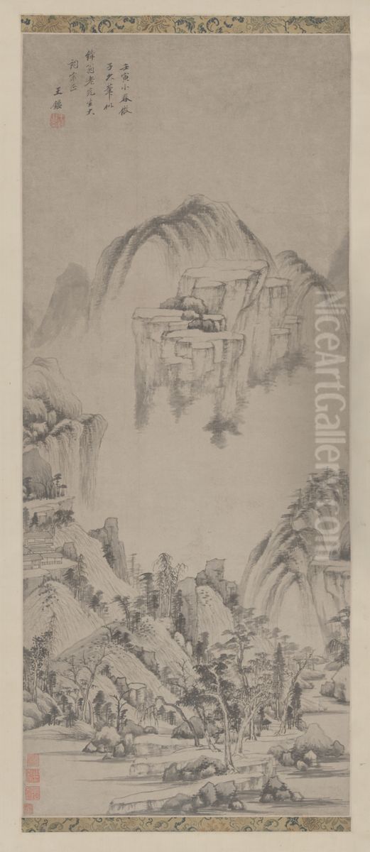 <<wang jian fang huang gong wang shan shui tu zhou>> Oil Painting by Wang Jian