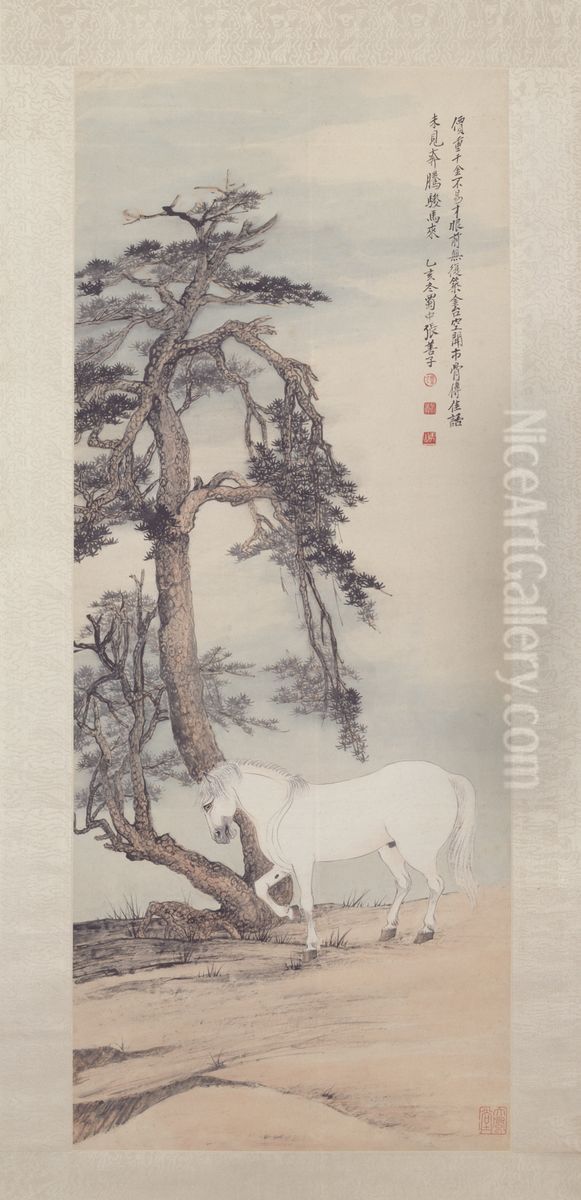 <<zhang ze song yin jun ma tu zhou>> Oil Painting by Chang Shan-tse