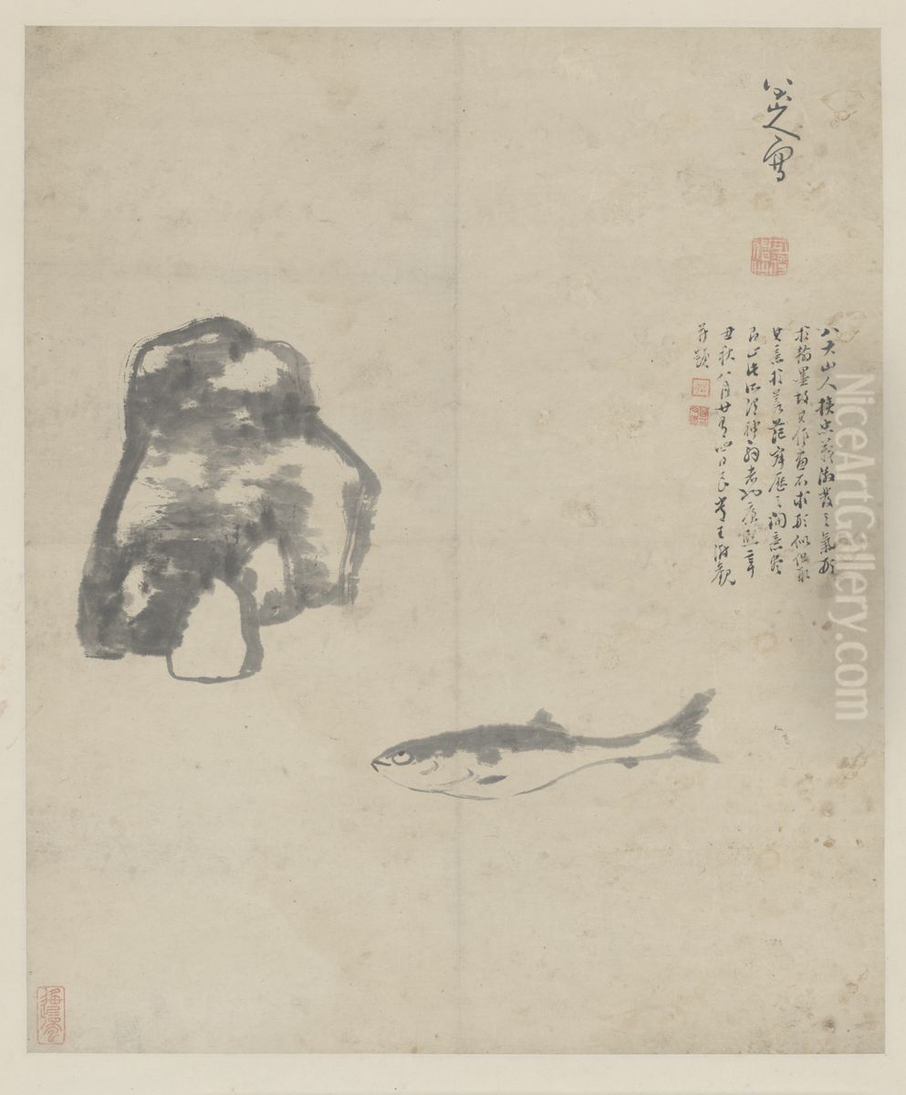 <<zhu da yu shi tu zhou>> Oil Painting by Bada Shanren