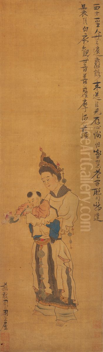 <<chen hong shou guan yin zhou>> Oil Painting by Chen Hongshou