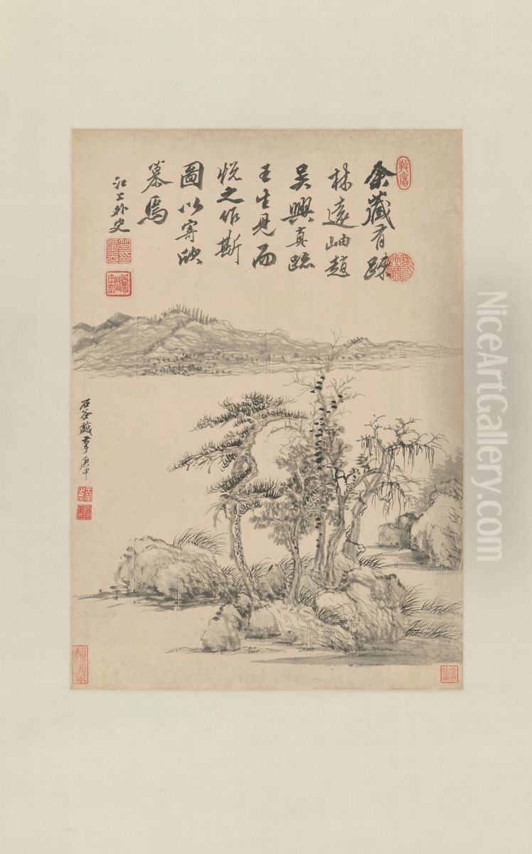 <<wang hui shu lin yuan xiu tu zhou>> Oil Painting by Wang Hui