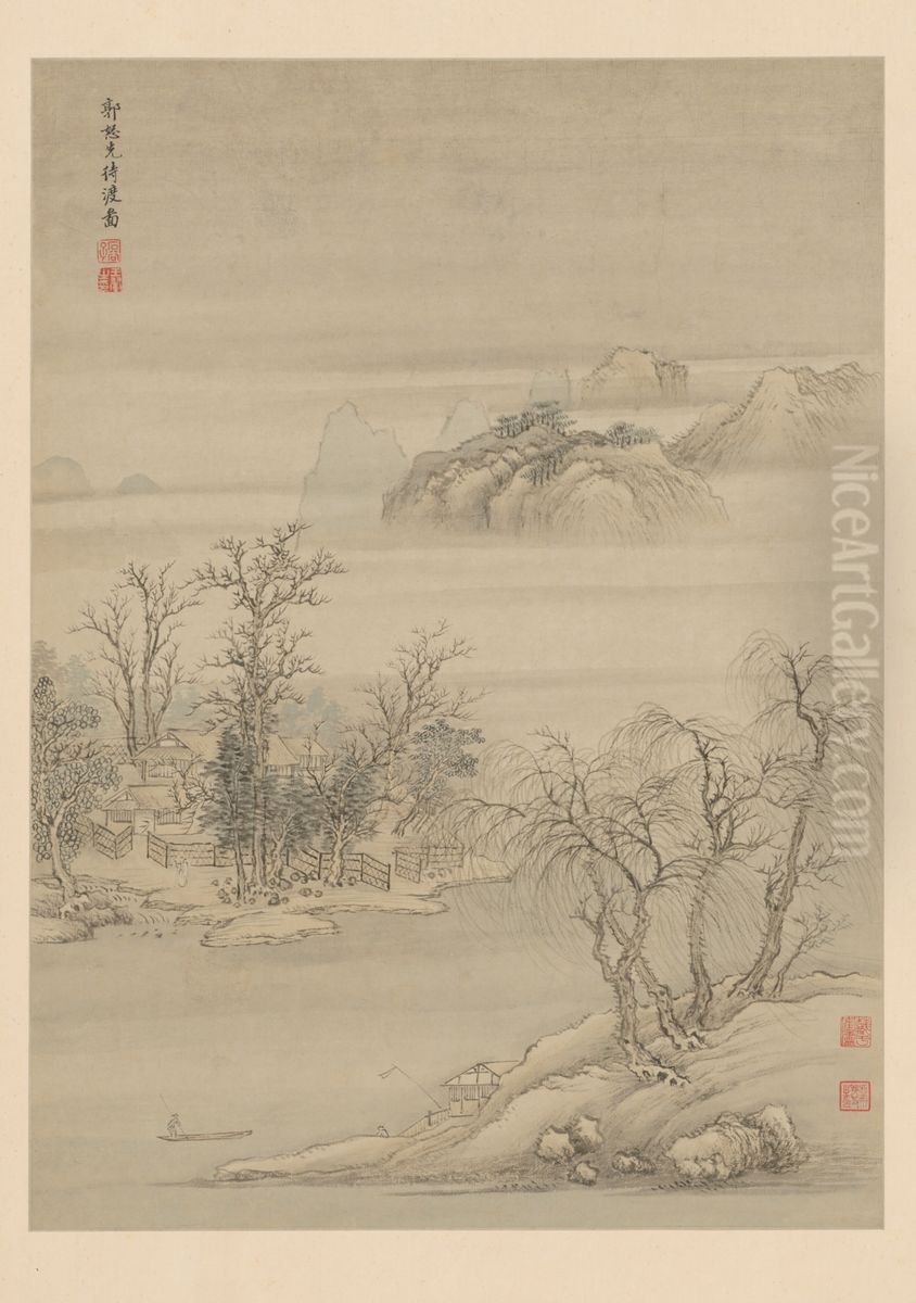 <<wang hui fang gu shan shui ce>> Oil Painting by Wang Hui