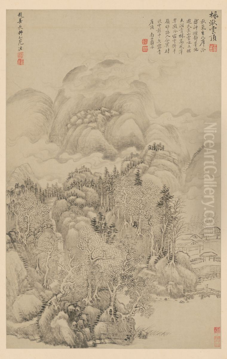 <<wang hui fang gu shan shui ce>> Oil Painting by Wang Hui