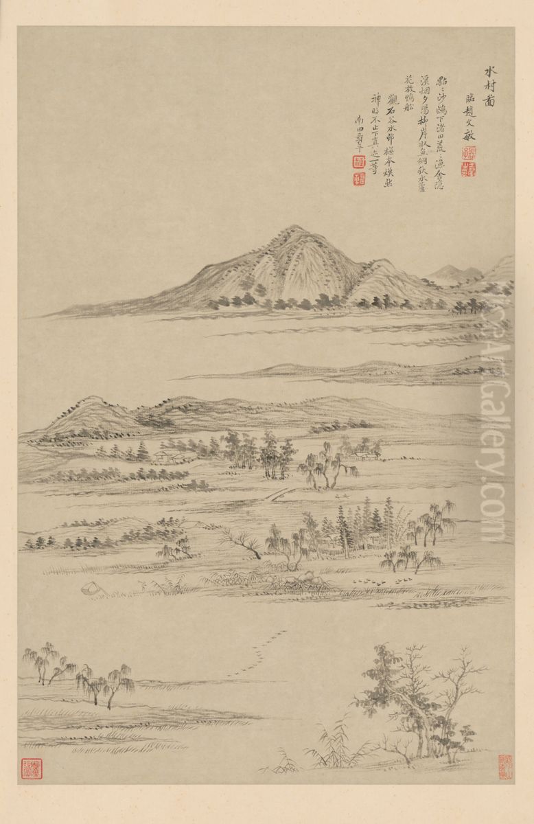 <<wang hui fang gu shan shui ce>> Oil Painting by Wang Hui