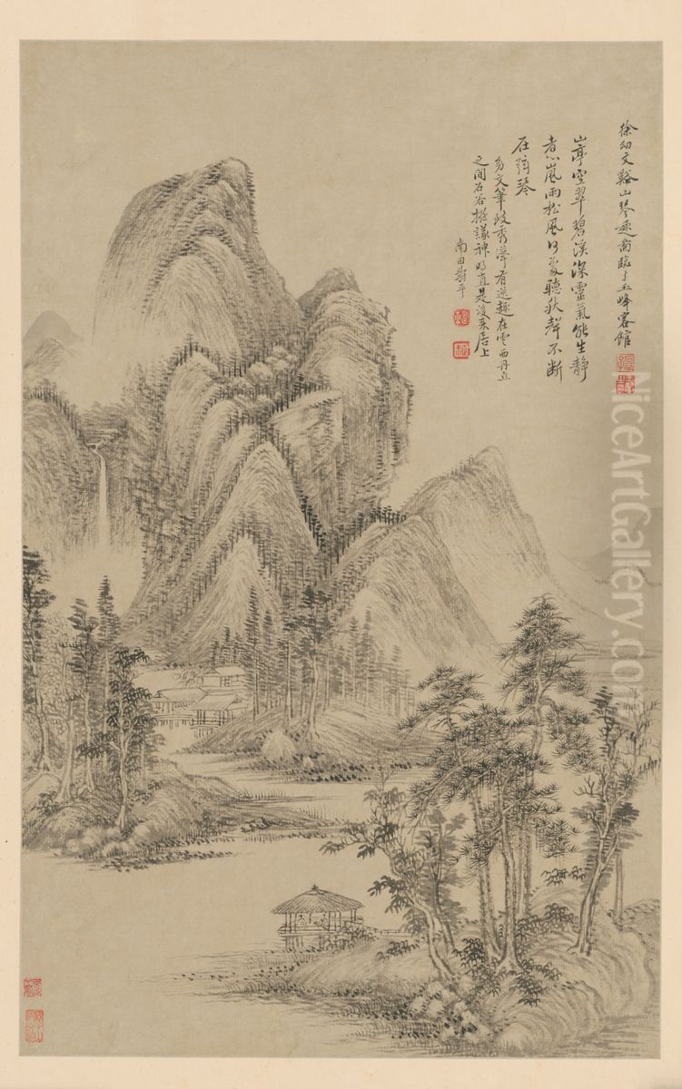 <<wang hui fang gu shan shui ce>> Oil Painting by Wang Hui