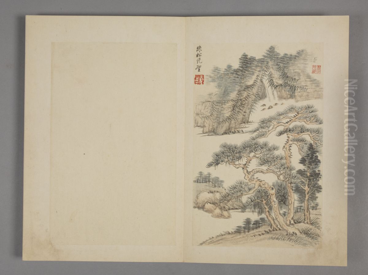 <<wang hui fang gu shan shui ce>> Oil Painting by Wang Hui