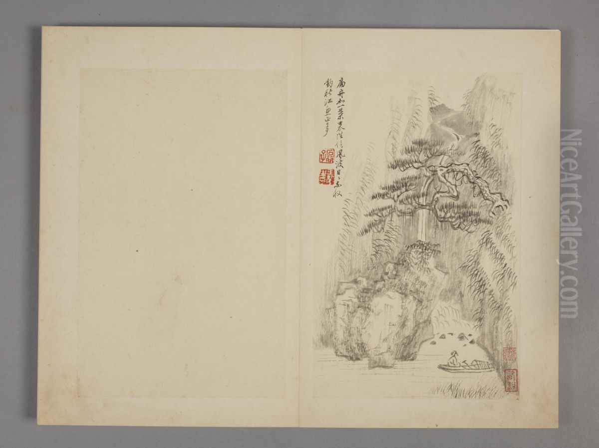 <<wang hui fang gu shan shui ce>> Oil Painting by Wang Hui