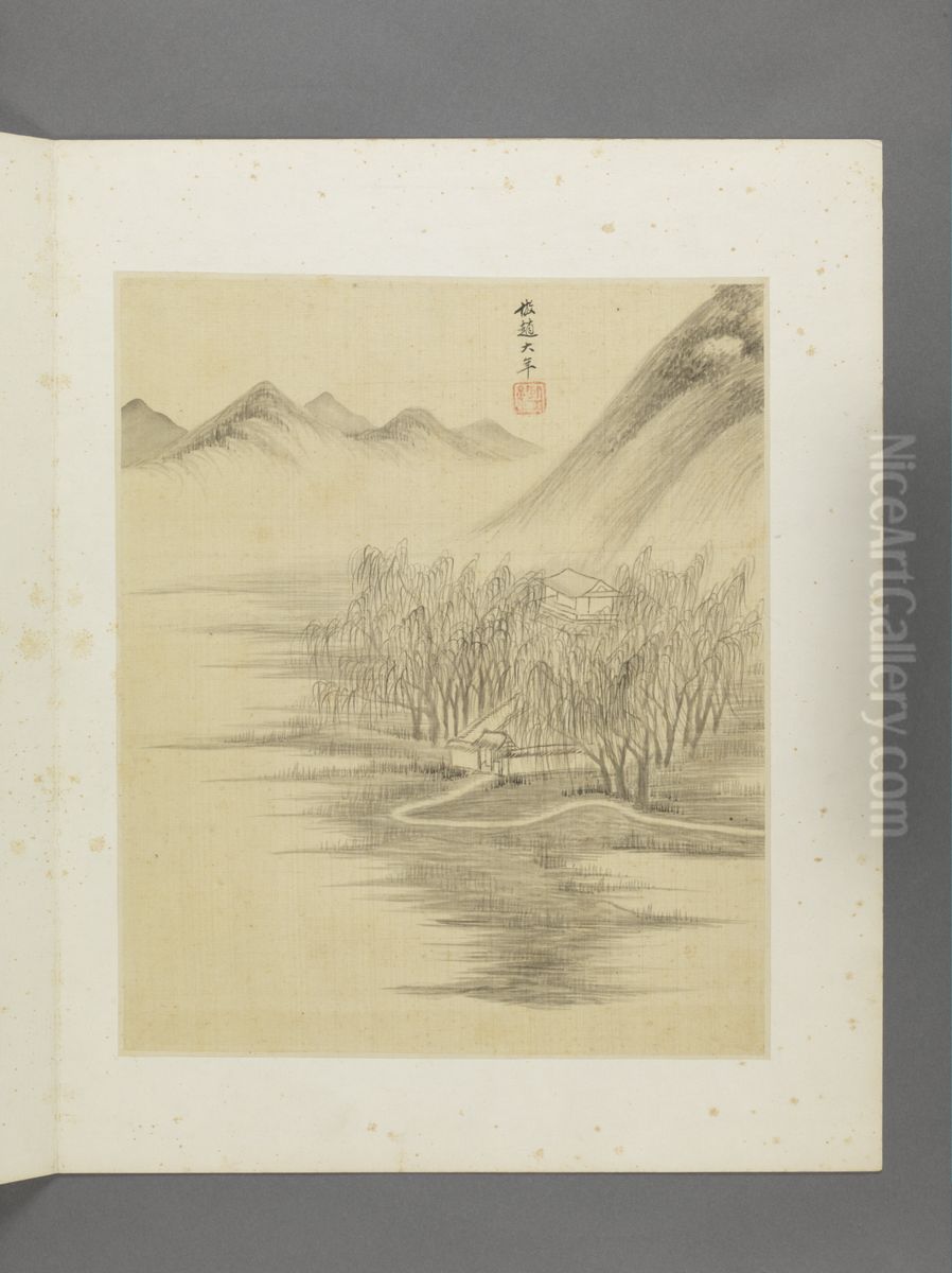 <<wang jian fang gu shan shui ce>> Oil Painting by Wang Jian