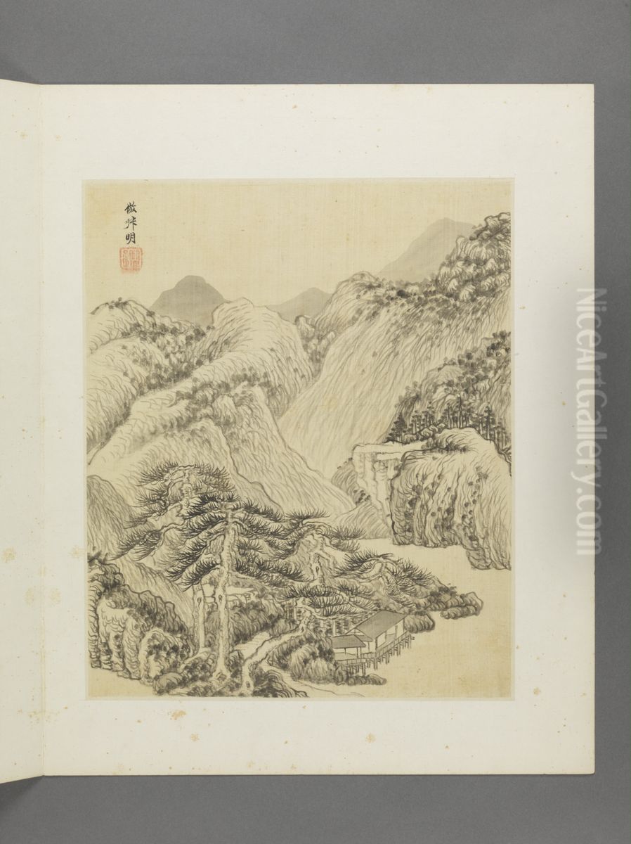 <<wang jian fang gu shan shui ce>> Oil Painting by Wang Jian