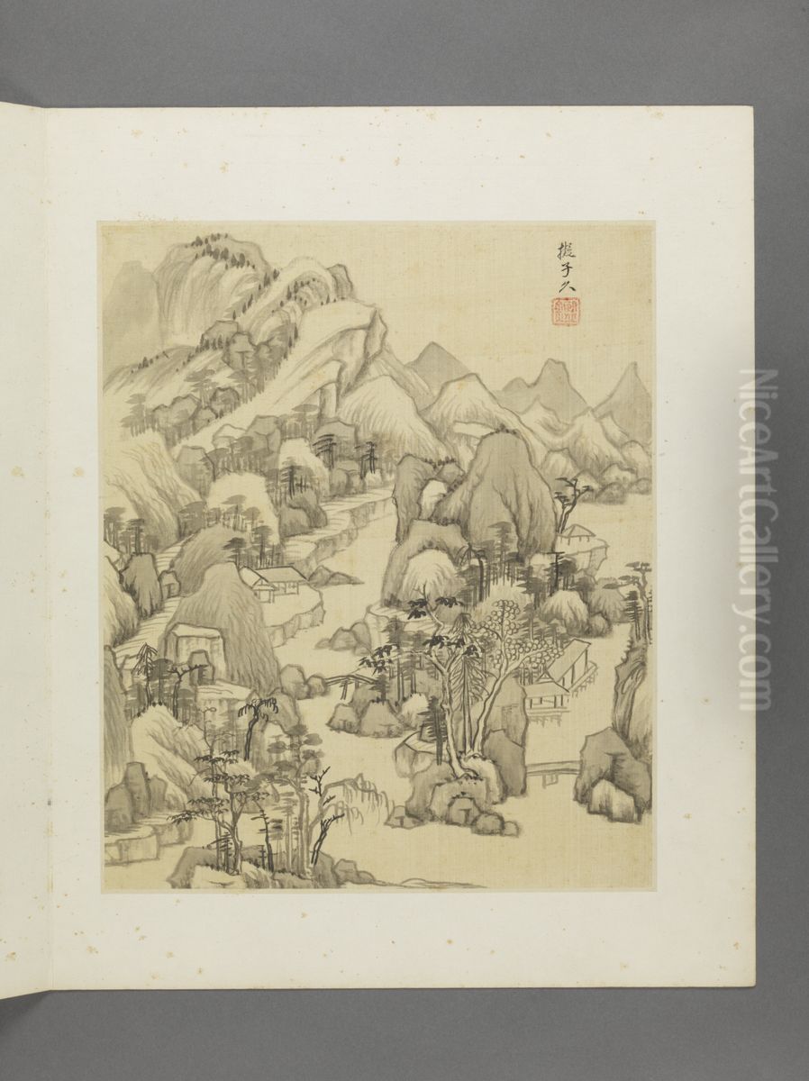 <<wang jian fang gu shan shui ce>> Oil Painting by Wang Jian