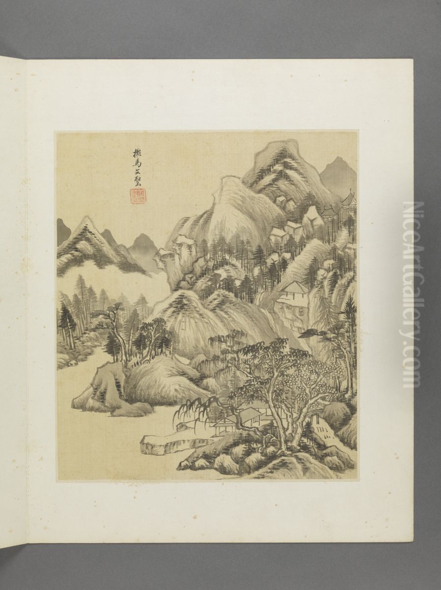 <<wang jian fang gu shan shui ce>> Oil Painting by Wang Jian