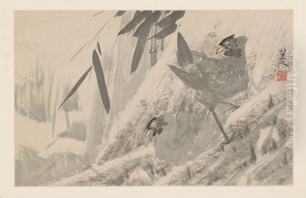 <<zhu da za hua ce>> Oil Painting by Bada Shanren