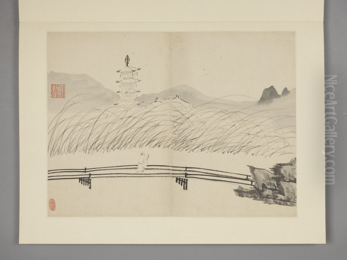 <<chen hao shan shui ce>> Oil Painting by Shen Hao