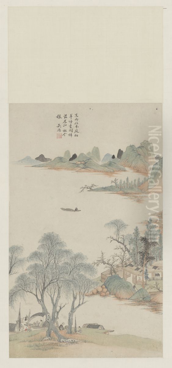 <<wu li fang zhao da nian shan shui zhou>> Oil Painting by Wu Li