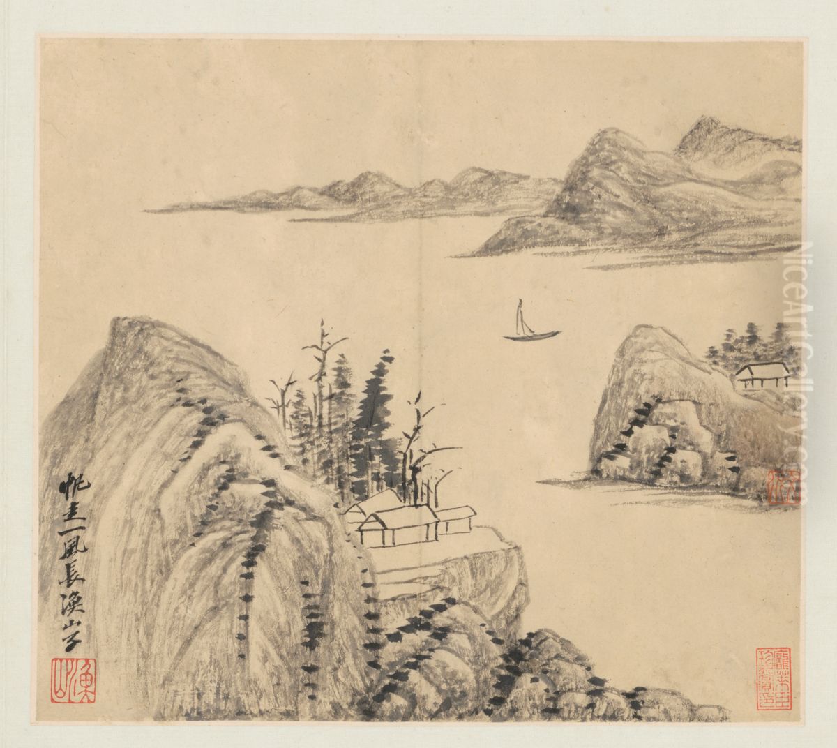 <<wu li shan shui tu ce>> Oil Painting by Wu Li